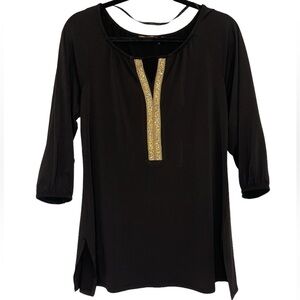 3/$20 Belldini Black blouse/mini dress with gold details